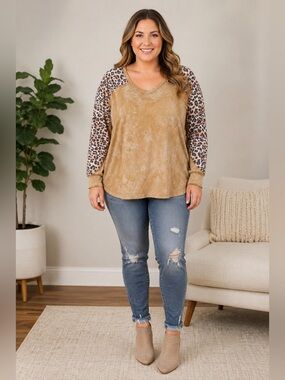 Easel Camel tie dye and Leopard Print 1x